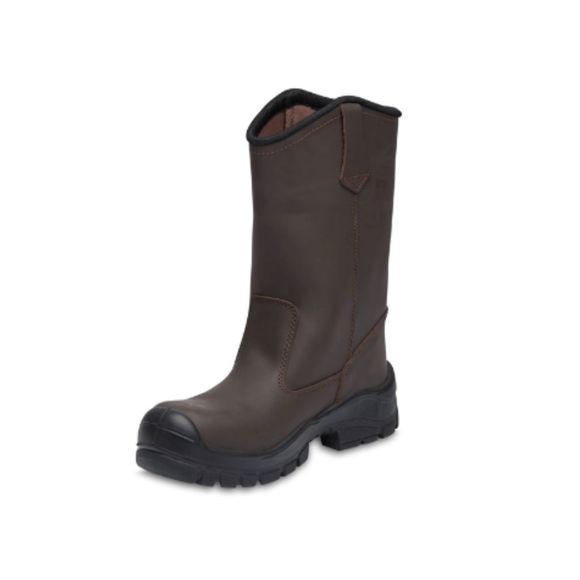 NEW MENS SAFETY WORK BOOTS- IMPACT & SLIP RESISTANT, WATERPROOF | BROWN SIZE 10 - Picture 3 of 6